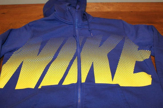 Vintage Blue / Yellow Nike Full Zip Hoodie - Medi… - image 2