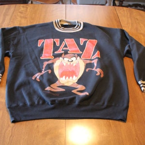 1992 Taz Tasmanian Devil Black Crewneck Sweatshirt - XL