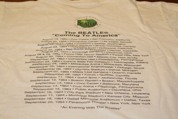 Vintage the Beatles 30th Anniversary Coming to America T