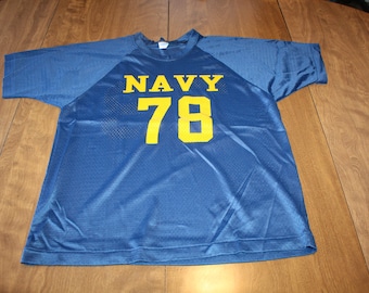 Vintage 70's US Navy USN Champion Blue Mesh T Shirt Jersey Sz