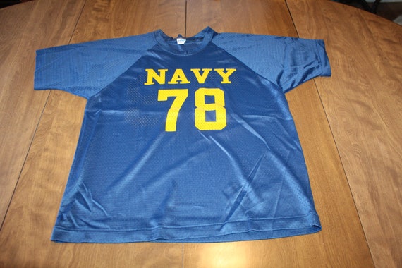 Vintage 70's US Navy USN Champion Blue Mesh T Shirt Jersey