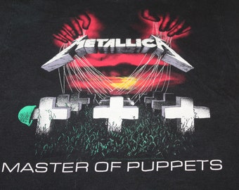 Vintage Metallica Master Of Puppets T Shirt Black Size Small