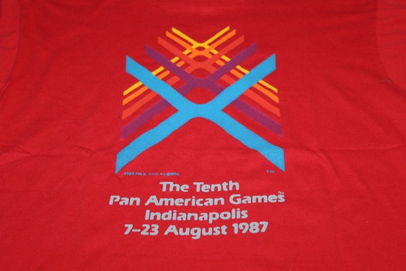 Vintage 1987 Pan Am Games Single Stitch Red T Shi… - image 1