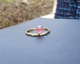Lovely Heart Shape Green Tourmaline Princess Crown Engagement Wedding Ring Set 14k Rose Gold Plated