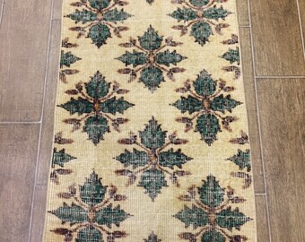 3’8”x1’10 feet, Turkish Anatolian Rug , Zeki Muren Rug , Vintage Rug,Pastel Rug,Turkish Oushak Rug , Art Deco Rug Modern Rug,