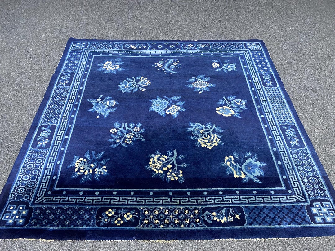 Blue Color China Rug, Handmade Wool Rug, Old Chinesse Rug, 5x6 Feet Rug ...