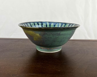 28 oz porcelain  Bowl - green and blue