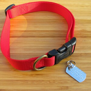 Placa de identificación para mascotas de acero inoxidable (4 líneas) + 2 anillas divididas imagen 2