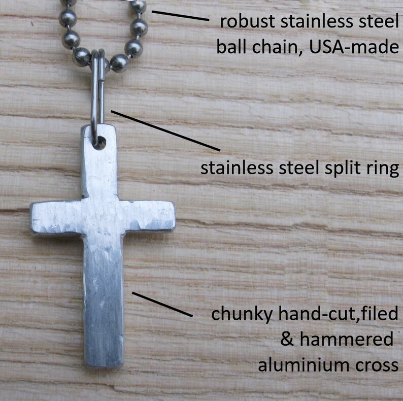 Aluminium Cross /& Stainless Steel Chain