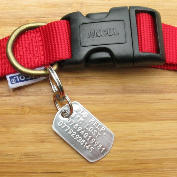 Pet Tag Stainless Steel (4 lines) + 2 Split Rings