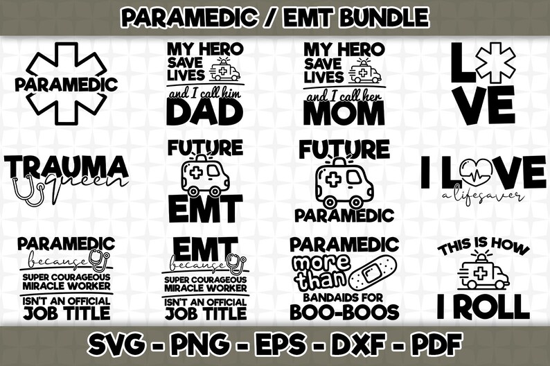 Download Paramedic / Emt SVG Bundle 12 Designs Included SVG Cut | Etsy