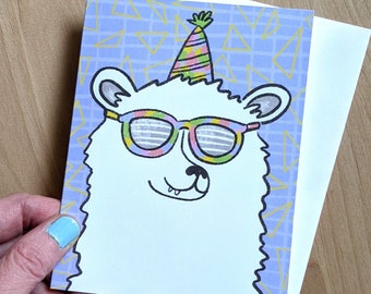 Polar Bear Looking Cool - birthday card - blank inside - cute - colorful - sunglasses