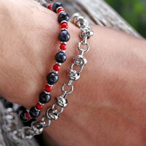 Men&#39;s Bracelet/Bracelets for Men/Mens Jewelry/Handmade Gemstone Bracelet/Mens Gift/Beaded Bracelet/Stainless Steel Bracelet/Gift for Him