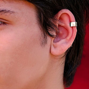 Orecchini Ear Cuff da uomo, Ear Cuff in argento Sterling 925, Ear Cuff unisex, Ear Cuff fatti a mano senza piercing, regali per uomo, orecchini a cerchio per cartilagine