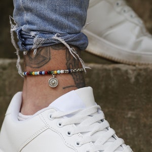 Fußkettchen für Männer aus Edelsteinen, Einzigartiges Geschenk für Männer, Handgemacht mit Liebe, Körperschmuck für Männer, Armband für den Knöchel, Exklusives Geschenk für Ihn Sie