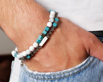 Pulsera para hombre/Conjunto de pulseras/Pulseras para hombres/Joyería para hombres/Pulsera para hombres/Regalo para hombres/Pulsera con cuentas para hombres/Pulsera de piedras preciosas/Regalo para él/Regalo