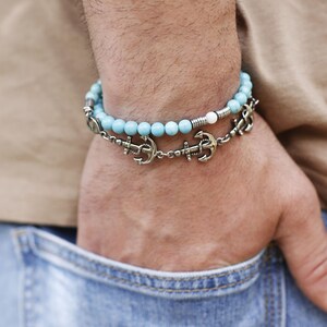 Bracelets for Men, Handmade with Love, Gemstone Bracelet, Stainless Steel, Bracelet Anchor, Best Gift for Him, Men’s Jewelry, Men’s Gift