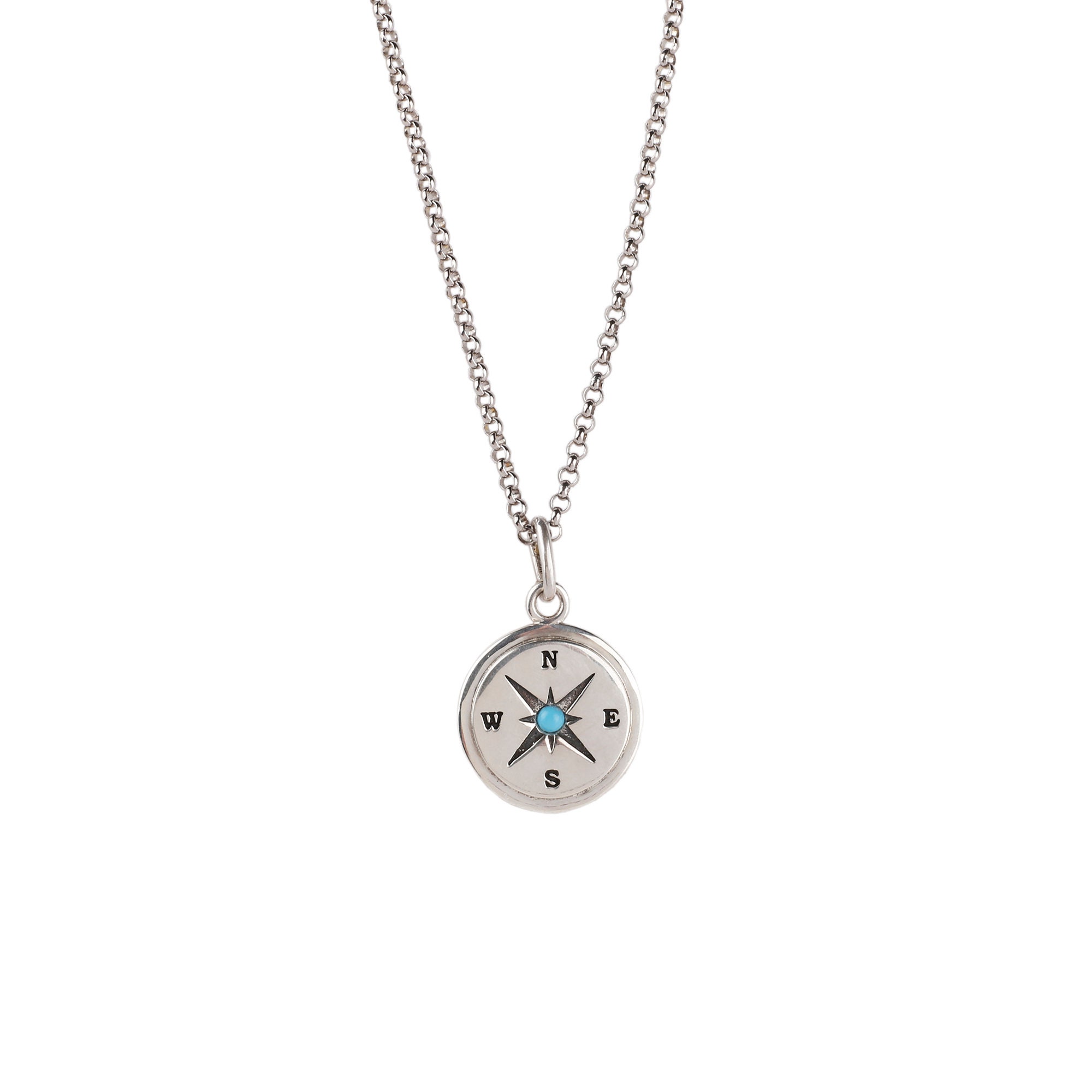 Ciondolo bussola nautica in argento 925 ossidato / Collana bussola in argento sterling anticato realizzata a mano / Ciondolo bussola da uomo / Bussola da donna - Italia
