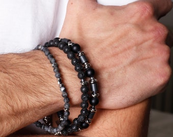 Pulsera para hombre/Conjunto de pulseras/Pulseras para hombres/Joyería para hombres/Pulsera para hombres/Regalo para hombres/Pulsera con cuentas para hombres/Pulsera de piedras preciosas/Regalo para él/Regalo