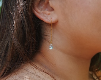 Iridescent Water Droplet Ear Threaders