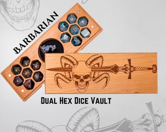 Dobbeldoos | Barbaar | DnD-lasergegraveerde dobbelsteendoos | DnD-cadeau | Dobbelsteenkluis | Kerkers en draken | Verkenner | TTRPG | RPG | Gemaakt in de VS