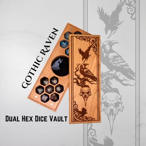 Dice Box | Gothic Raven | DnD Laser Engraved Dice Box | DnD Gift | Dice Vault | Dungeons & Dragons | Pathfinder | TTRPG | RPG | Made in USA