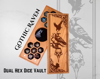 Dobbeldoos | Gotische raaf | DnD-lasergegraveerde dobbelsteendoos | DnD-cadeau | Dobbelsteenkluis | Kerkers en draken | Verkenner | TTRPG | RPG | Gemaakt in de VS