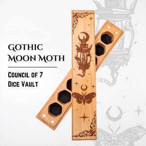 Dice Box | Gothic Moon Moth | Laser Engraved Dice Box | DnD Gift | Dice Vault | Dungeons & Dragons | Pathfinder | TTRPG | RPG | Made in USA