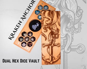 Dobbeldoos | Krakenanker | DnD-lasergegraveerde dobbelsteendoos | DnD-cadeau | Dobbelsteenkluis | Kerkers en draken | Verkenner | TTRPG | RPG | Gemaakt in de VS