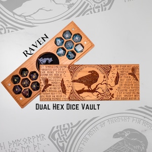 Dice Box | Raven | DnD Laser Engraved Dice Box | DnD Gift | Dice Vault | Dungeons & Dragons | Pathfinder | TTRPG | RPG | Made in USA
