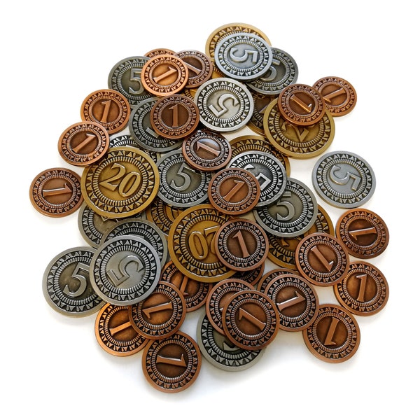 Monedas de metal genéricas para juegos de mesa - 50 uds