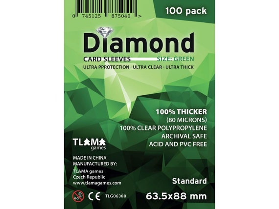 Card sleeves Diamond Green: Standard (63,5x88 mm) (80 mikron, 100 ks)