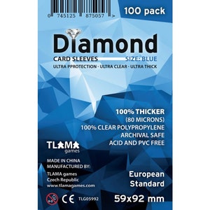 Card sleeves Diamond Blue: European Standard (59x92 mm)