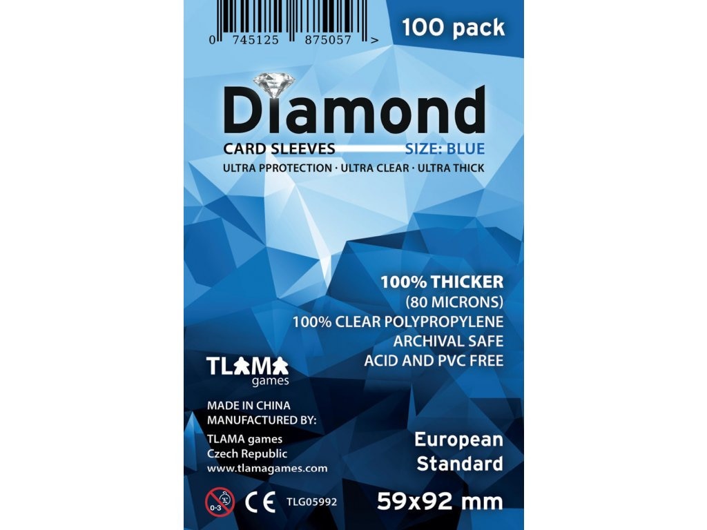 Card Sleeves Diamond Blue: European Standard (59x92 mm)