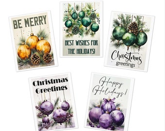 Multi-Design Christmas Ornaments Greeting Cards (5-Pack)