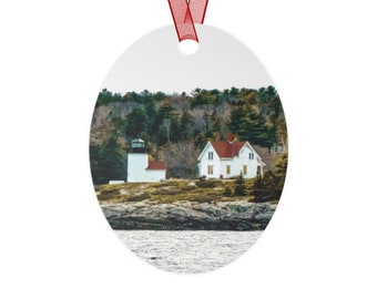 Curtis Island Lighthouse Metal Ornaments