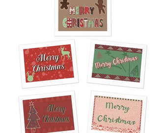 Multi-Design Merry Christmas Greeting Cards (5-Pack)