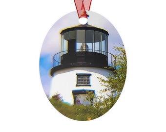 Owls Head Light House Beacon (Fresnel Lens) Metal Ornaments