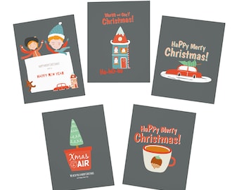 Multi-Design Fun Christmas Greeting Cards (5-Pack)