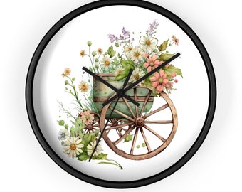 Wheel & Flowers Wall Clock No:3