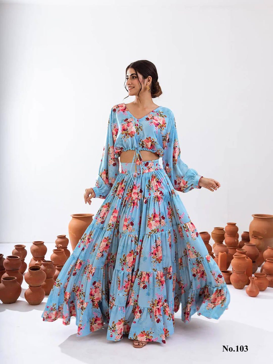 Indo western crop top lehenga discount