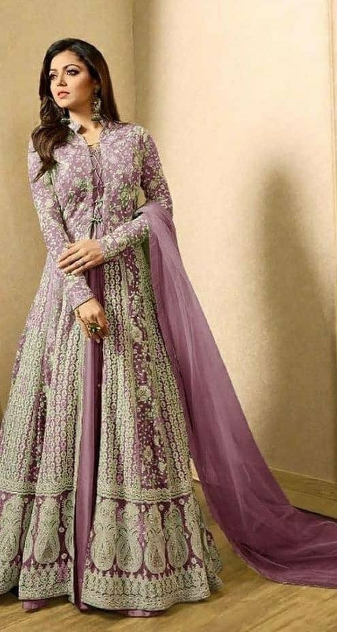 Beautiful Hand Embroidered Silk Anarkali Gown with superb embellishments. |  Party wear dresses, Indian wedding outfits, Indian designer wear