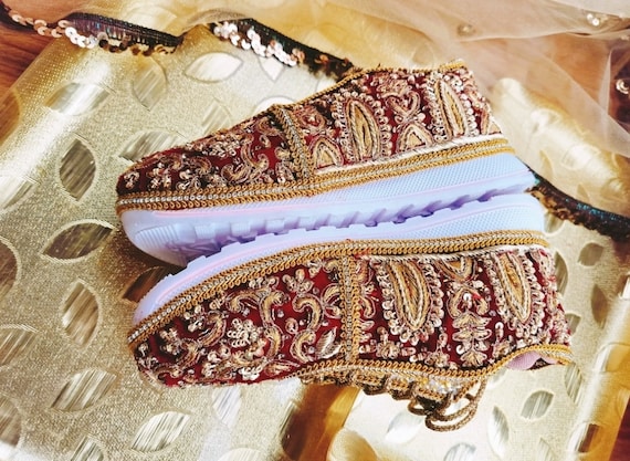 Buy Bridal Shoes Custom Made Bridal Sneakers Embroidered Shoes