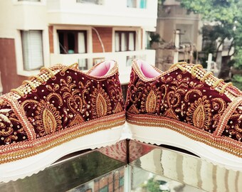 Embroidered Velvet Wedding Sneakers, Custom Bridal Shoes