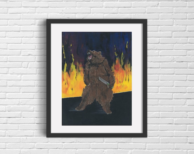 Bear with Knife Art Print | Wall Art