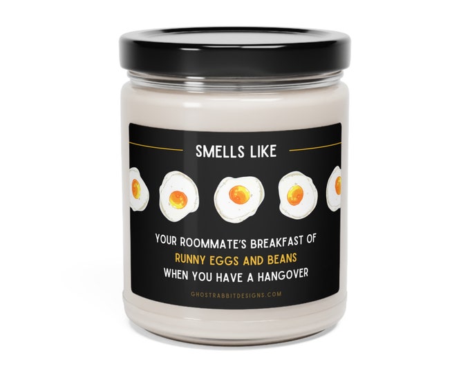 Funny Fried Eggs Candle | Smells Like Runny Eggs And Beans | Best Friend | Funny Roommate Gift | Unscented Scented Soy Candle | Gag Gifts