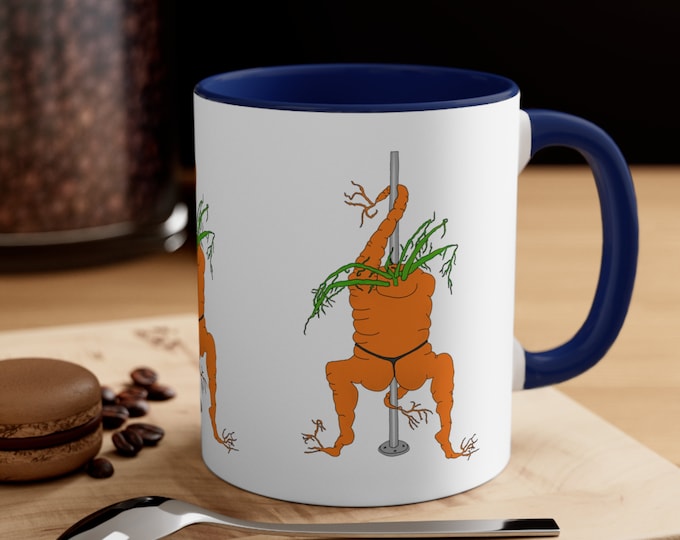 Funny Dancing Carrot Mug | Risqué Vegetable Coffee Cup | Foodie Humor Gift