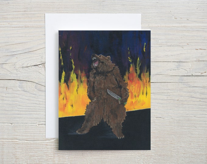 Bear with Knife Note Card