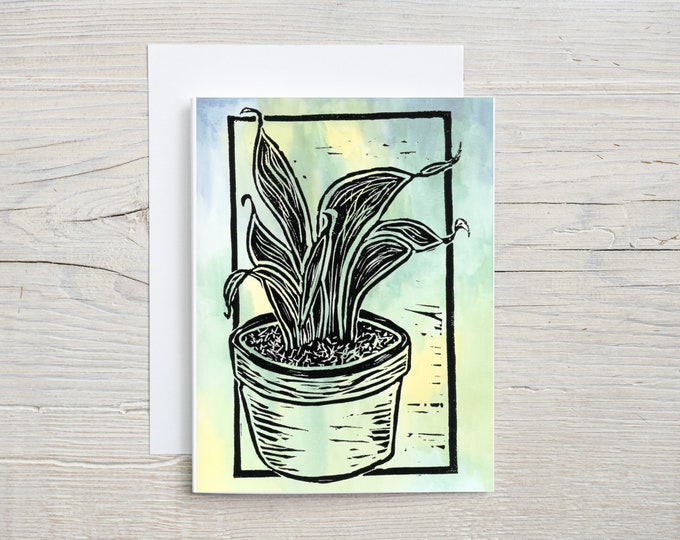 Snake Plant Watercolor Note Card