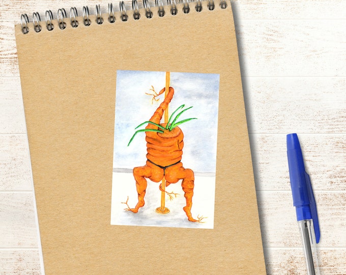 Funny Carrot Sticker | Pole Dancing Carrot | Funny Laptop Sticker | Funny Sticker Gift | Weird Carrot Art | Surreal Food | Funny Food Art